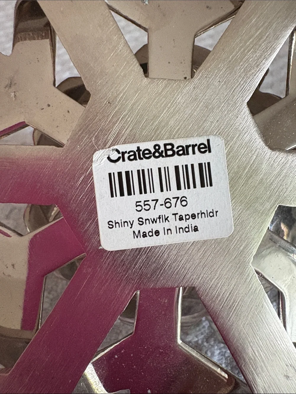 CRATE & BARREL | NWT - Set of 2 Silver Snowflake Candle Holders